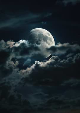 Full Moon Behind Clouds