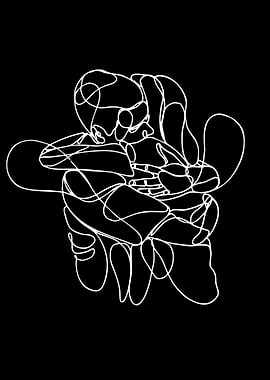 Abstract Line Art of Embracing Figures
