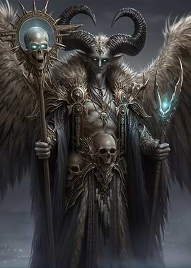 Demonic King with Skulls and Staff