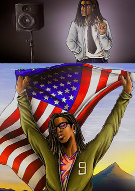 Man Holding American Flag
