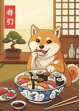 The Sushi Master Shiba Inu