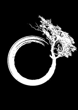 Zen Circle Tree Silhouette
