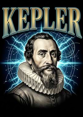 Johannes Kepler Portrait with Cosmic Background