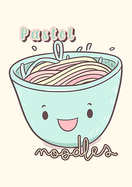 Cute Pastel Noodles Bowl Food Pun