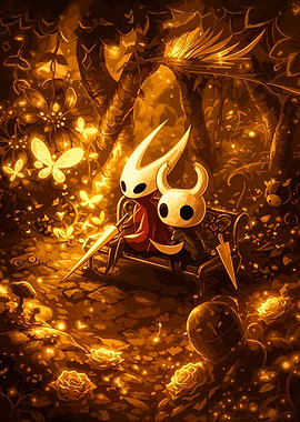 Hollow Knight Characters on a Bench