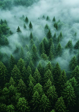 Misty Pine Forest Canopy