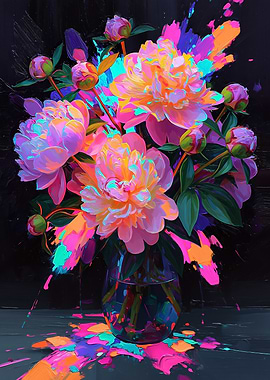 Vibrant Peonies in a Glass Vase