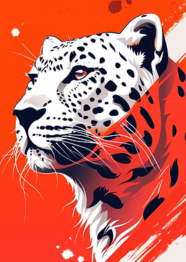Leopard Portrait with Orange Background