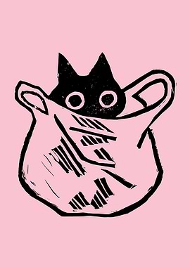 Black Cat Peeking Out of Bag