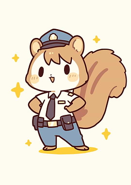 Cute Squirrel Police Officer