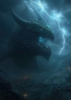 Massive Dragon Attacks Ships in Storm