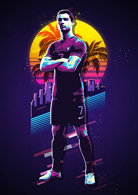 Cristiano Ronaldo Retro Sunset Art