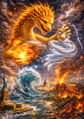Dragon Controlling Elements Over US Landmarks