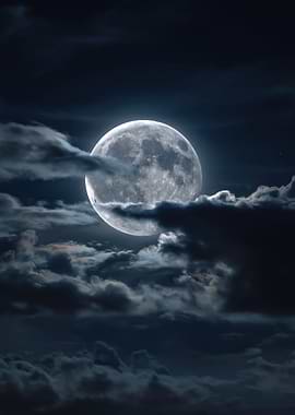 Full Moon Through Clouds