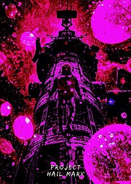 Astronaut and Spaceship in Pink Nebula