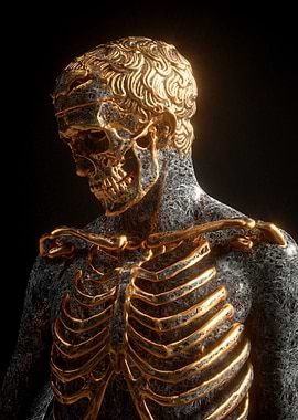 Golden Skeleton Sculpture