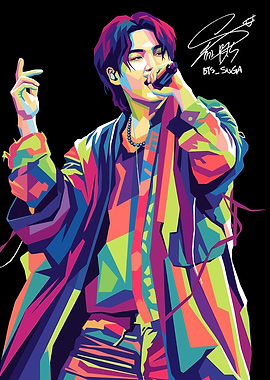 Suga of BTS in Pop Art Style