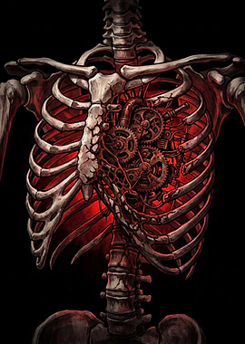 Steampunk Mechanical Heart Skeleton