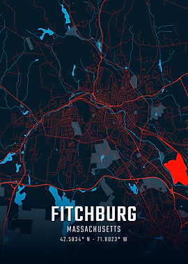 Fitchburg Massachusetts City Map