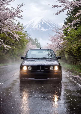 Classic BMW M3 with Mount Fuji