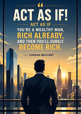 Man looking at cityscape with quote