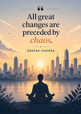 Meditation in a Cityscape at Sunset