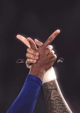 Two Hands Shaking with Signatures