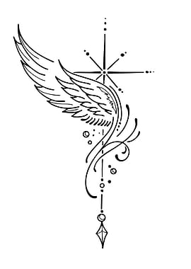 Winged Compass Tattoo Design