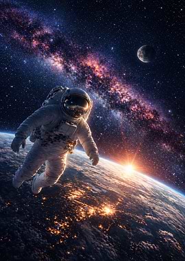 Astronaut floating above Earth