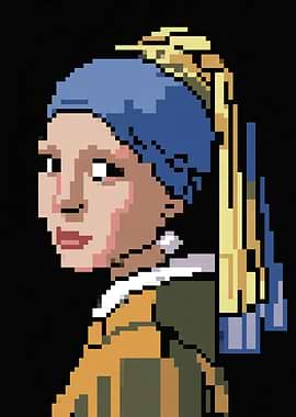 Pixel Art Girl with Pearl Earring