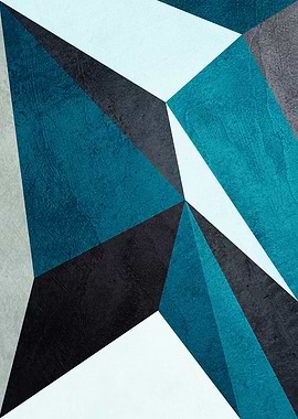 Geometric Teal and Black Abstract Art