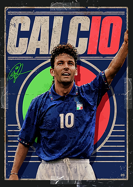 Vintage-Style Roberto Baggio Calcio Poster