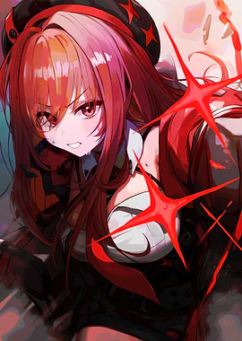 Girl with Red Hair and Stars