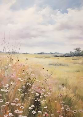 Impressionistic Field of Wildflowers