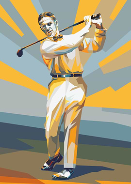 Golfer in swing position