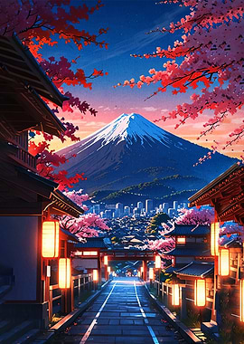 Mount Fuji with Cherry Blossoms