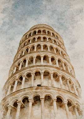Leaning Tower of Pisa Watercolor
