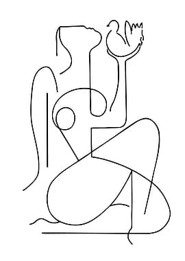 Woman Holding a Dove Line Art