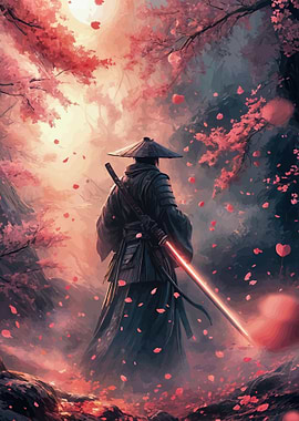 Samurai Warrior with Glowing Sword