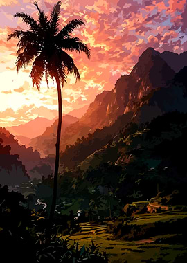 Tropical Mountain Sunset