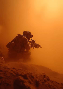 Soldier in Dust Storm