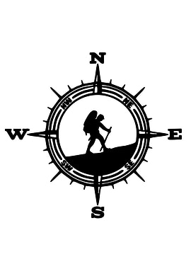 Hiker Compass Silhouette