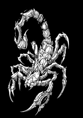 Detailed White Scorpion Illustration