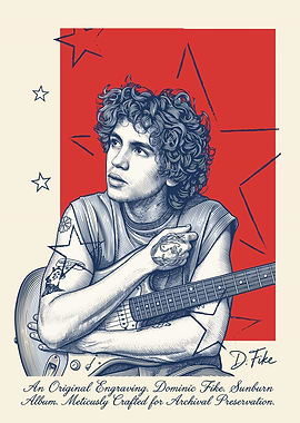 Dominic Fike Engraving with Guitar