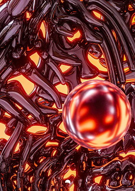 Abstract Metallic Sphere and Organic Forms