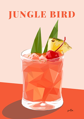 Low Poly Jungle Bird Cocktail Illustrations
