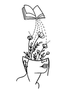 Book and Flowers in Head