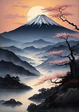 Mount Fuji with Cherry Blossoms