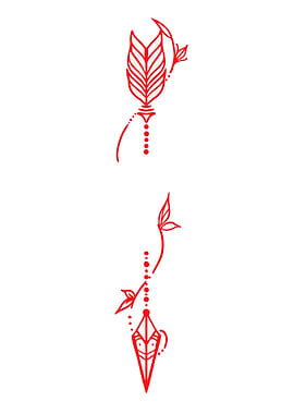 Red Feather and Gem Tattoo Design