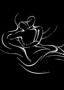 Abstract Couple Embracing